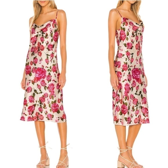 L'AGENCE NYLA COWL NECK MINI SLIP DRESS SILK CHARMEUSE - Picture 4 of 16